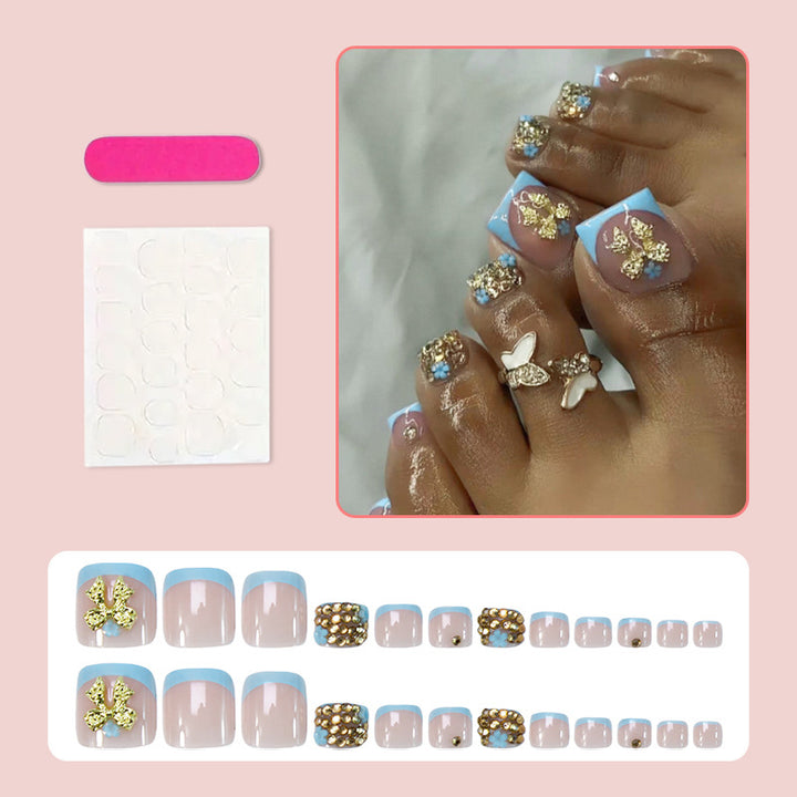 Art nail set with glamorous flower and glitter decorations Kalsten