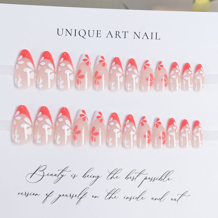 Floral Accent Stiletto Press-On Nails