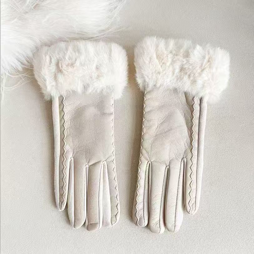 Luxurious Faux Fur Cuff Leather Gloves Kalsten