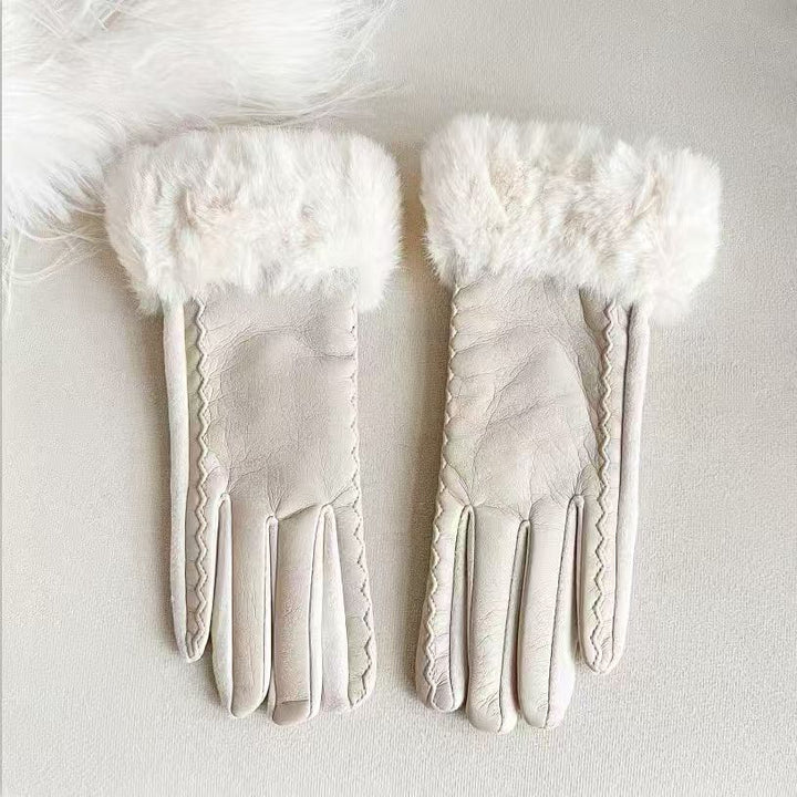 Luxurious Faux Fur Cuff Leather Gloves Kalsten