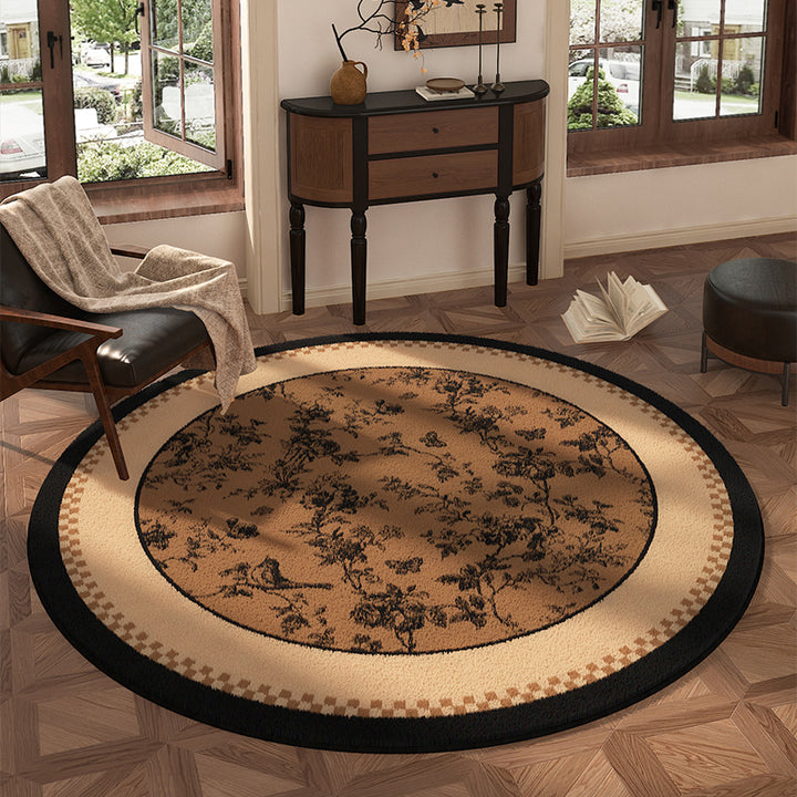 Round Floral Design Area Rug