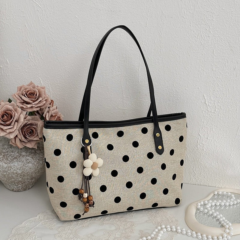 Stylish Polka Dot Canvas Tote Bag