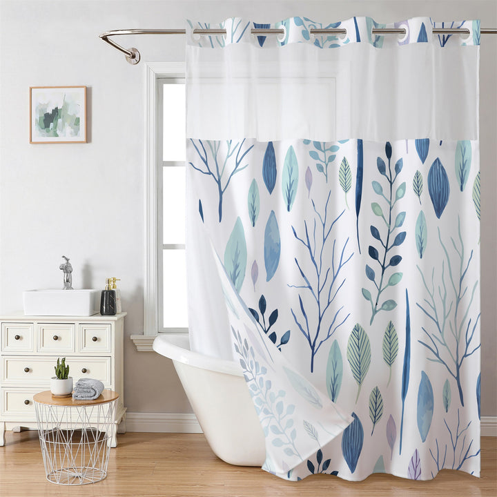 Tropical Leaf Print Shower Curtain Kalsten