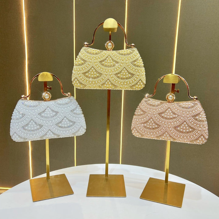 Vintage Pearl-Embellished Handbag