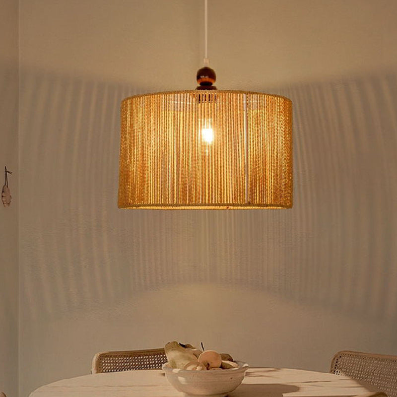 Textured Rattan Pendant Light