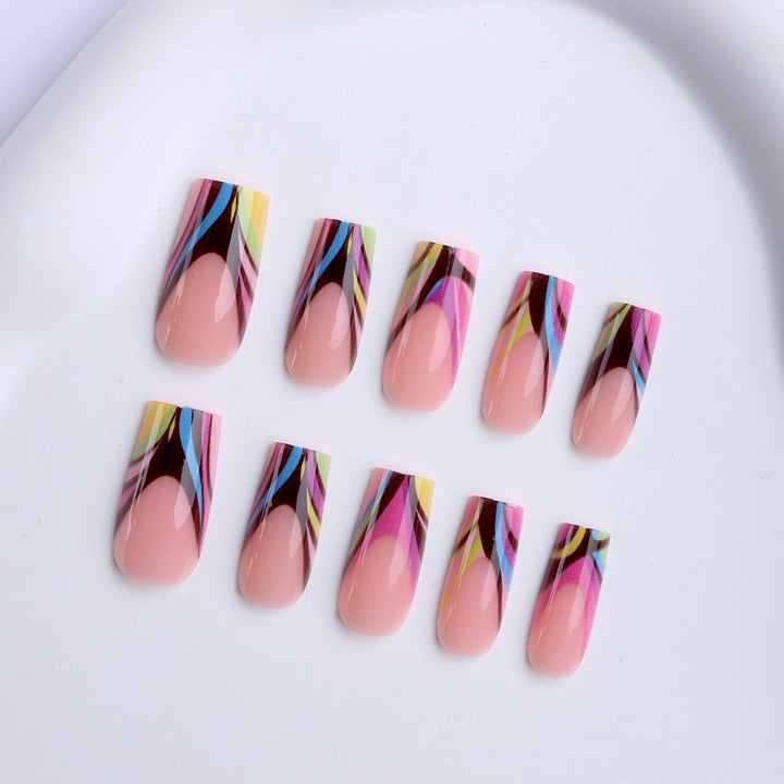 Artificial nails in modern design with colorful accents Kalsten