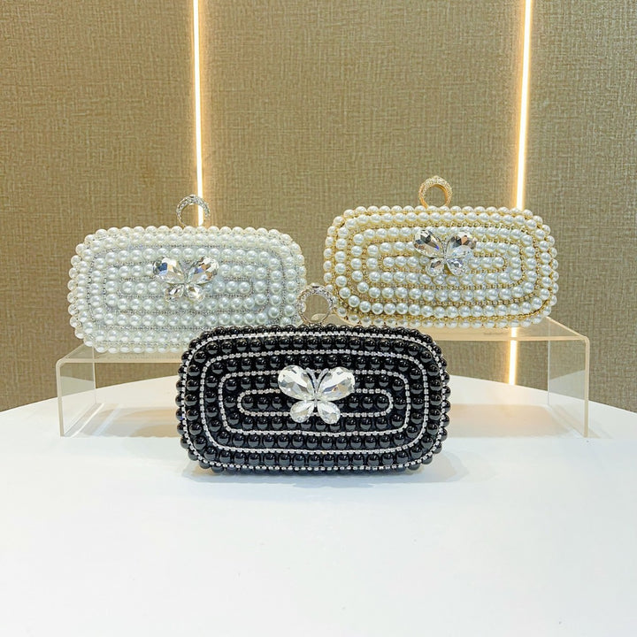 Pearl-Studded Butterfly Evening Clutch