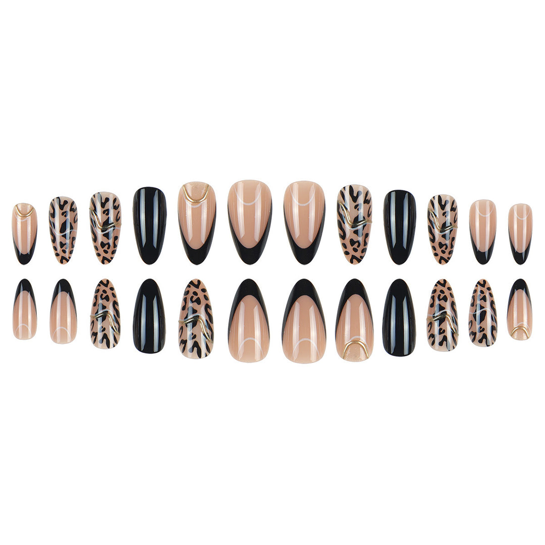 Artistic Stiletto Nail Extensions with Animal Print Design Kalsten