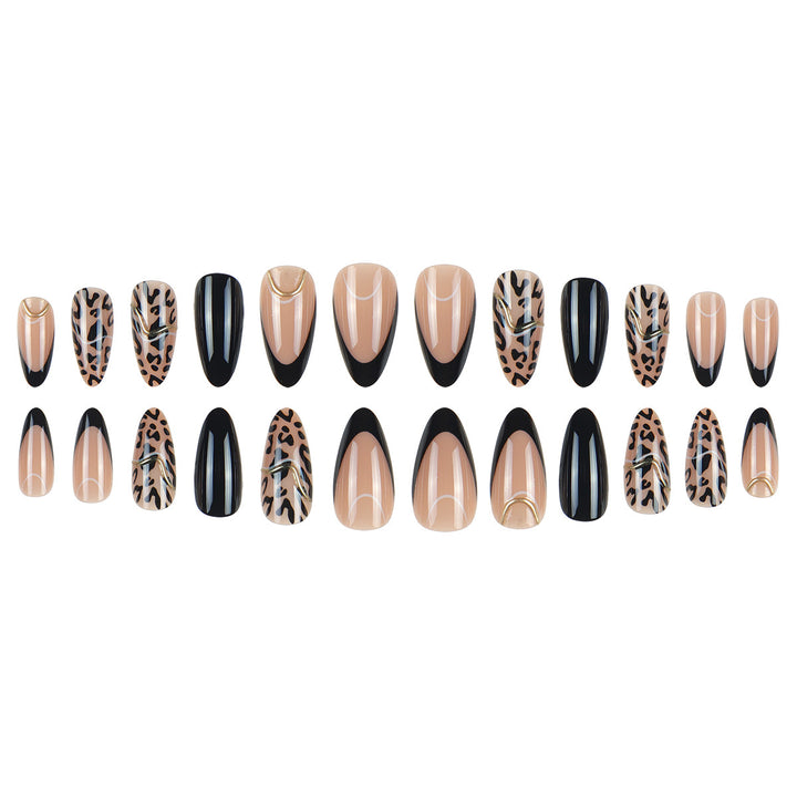 Artistic Stiletto Nail Extensions with Animal Print Design Kalsten
