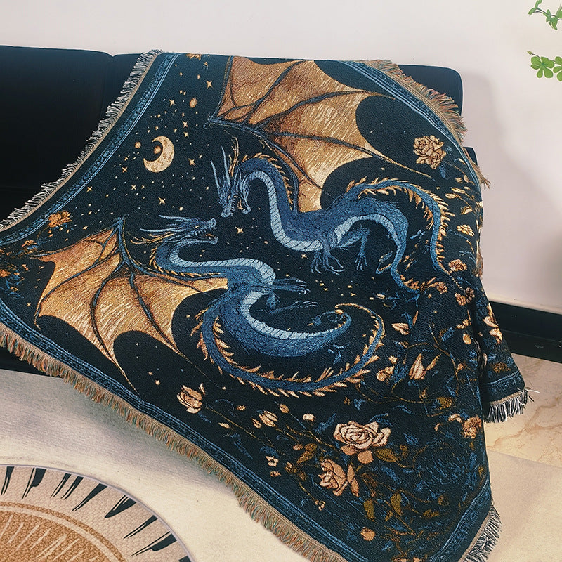 Artistic Dragon-Themed Decorative Throw Blanket