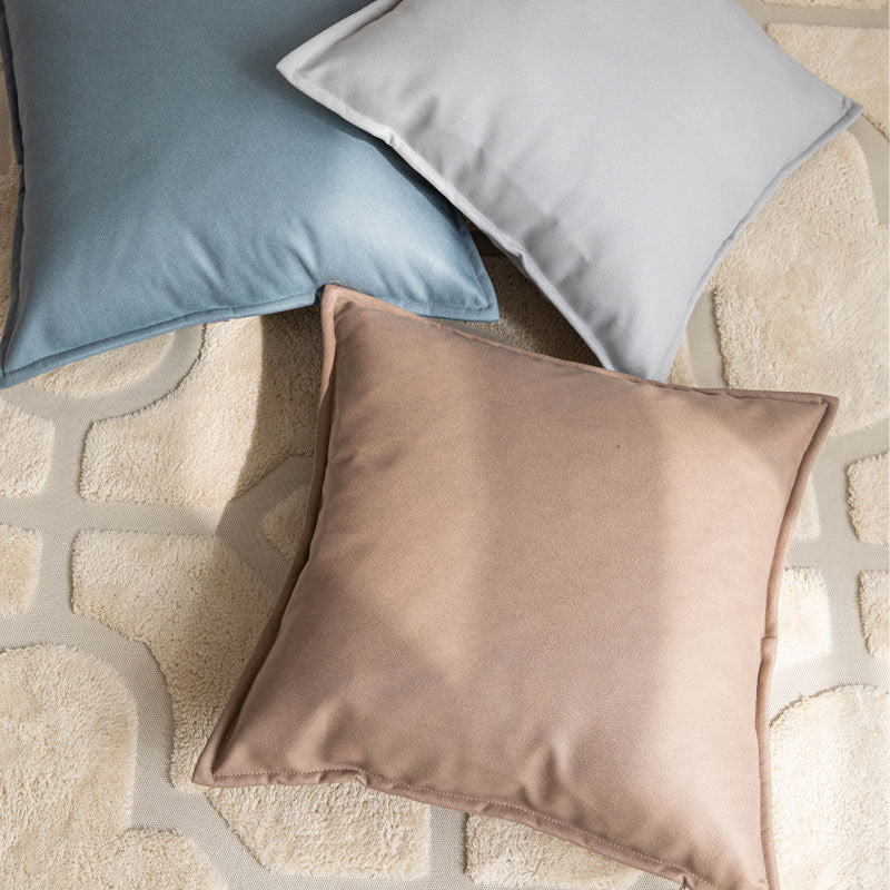 Square Piped-Edge Velvet-Look Decorative Throw Pillow with Removable Zip Cover and Plush Insert
