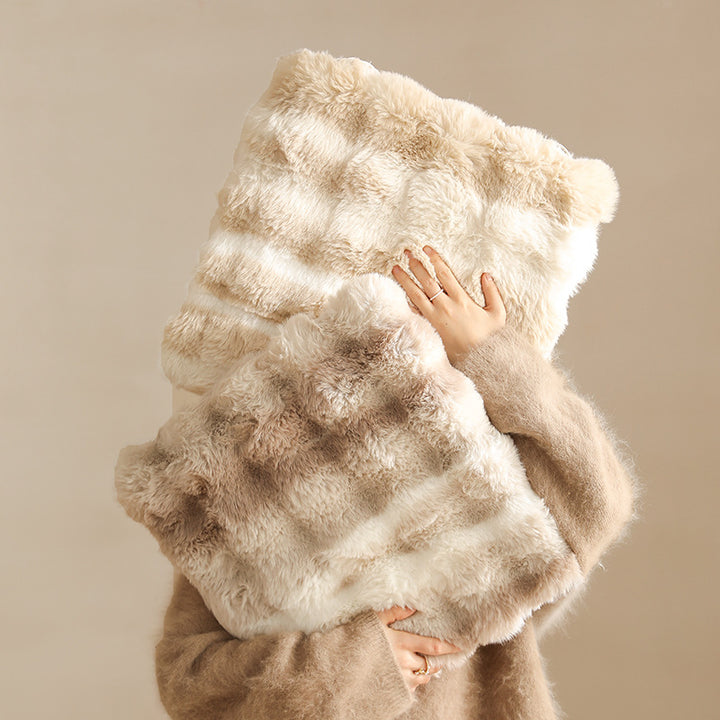 Square luxurious faux fur floor seat cover with dense long pile Kalsten