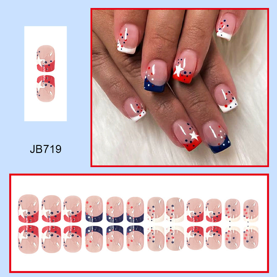 Decorative Press-On Nail Art Set with Star and Stripe Designs Kalsten