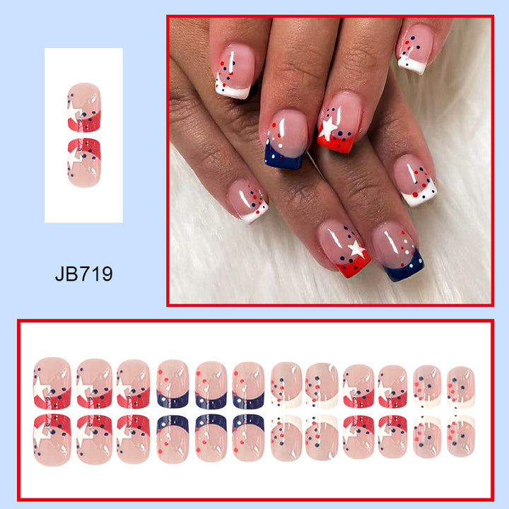 Decorative Press-On Nail Art Set with Star and Stripe Designs Kalsten