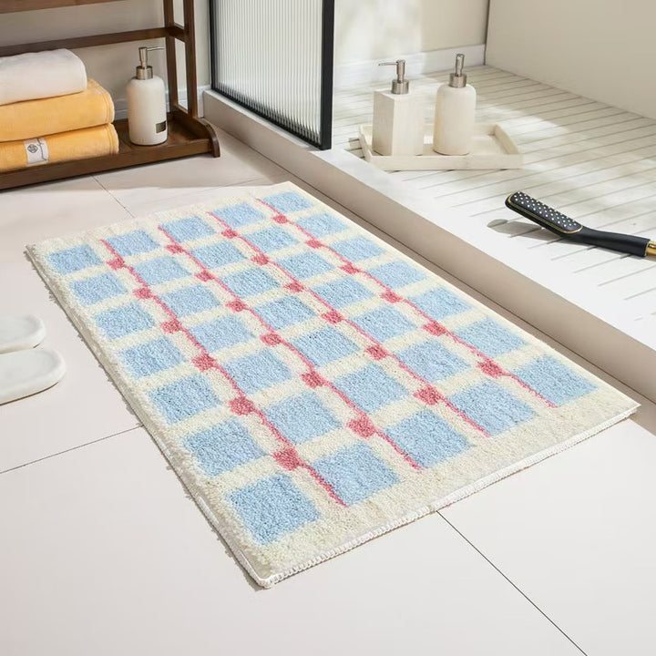 Geometric Textured Plush Bath Mat Kalsten