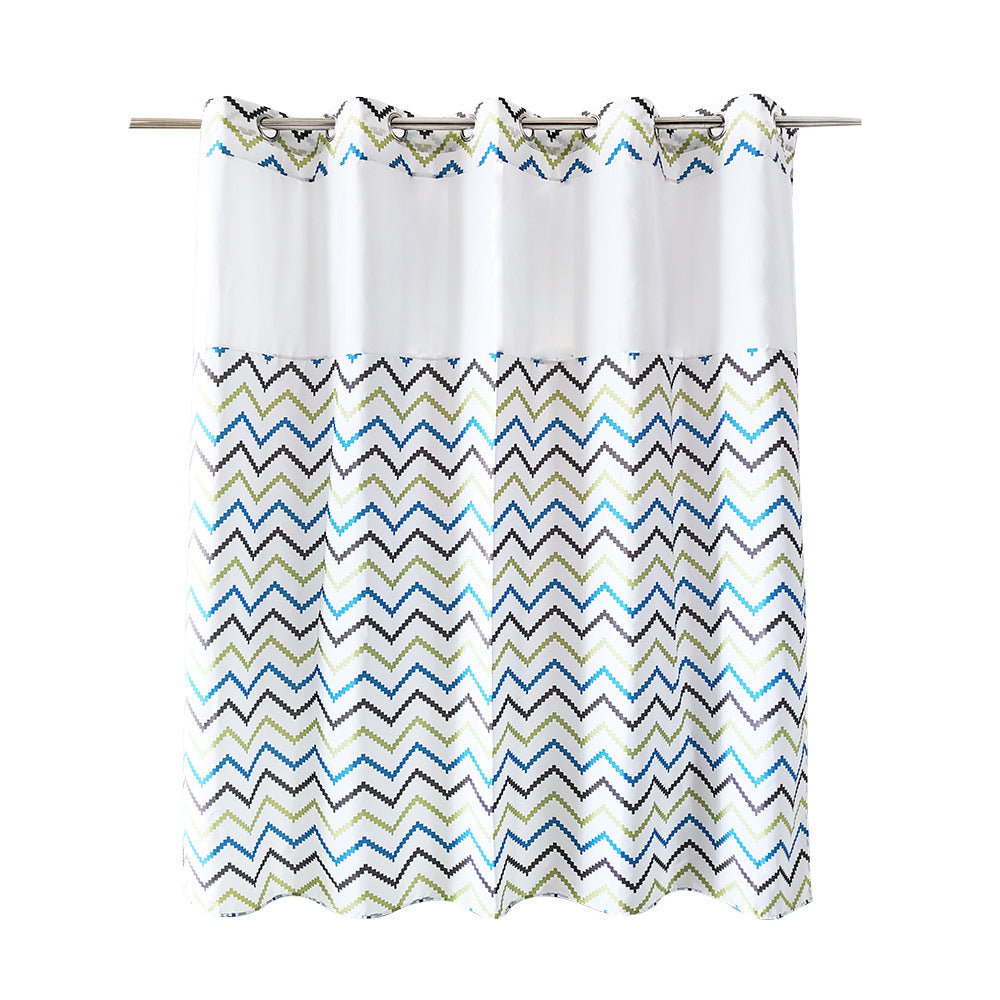 Geometric Zigzag Print Shower Curtain Kalsten