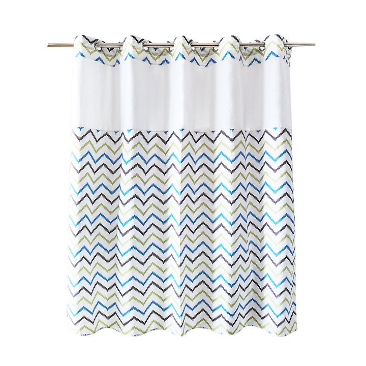 Geometric Zigzag Print Shower Curtain Kalsten