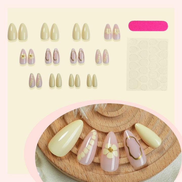 Artificial nail set with glittering flower motifs Kalsten