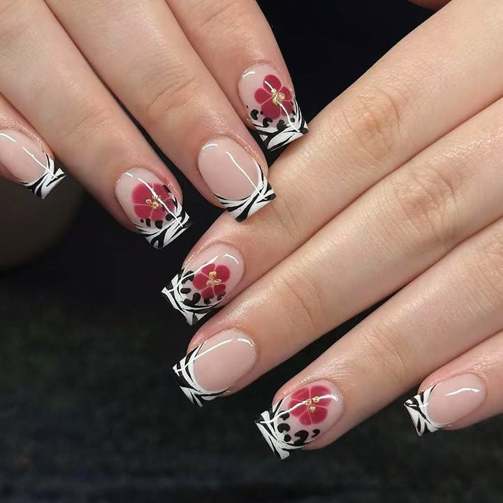 Floral French Nail Art Extensions Kalsten