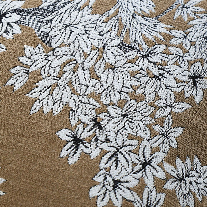 Square embroidered cushion cover made of cotton-linen blend with floral jacquard texture and velvet piping Kalsten