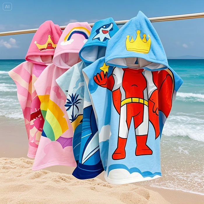 Kids' Fun Dinosaur-Themed Hooded Towel Poncho Kalsten