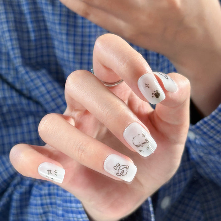 Artistic Almond-Shaped Press-On Nails with Floral Design Kalsten