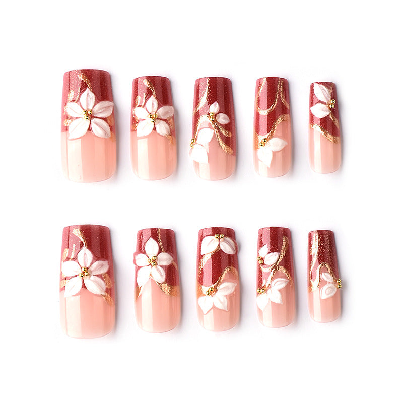Floral Decorative Press-On Nail Art Set