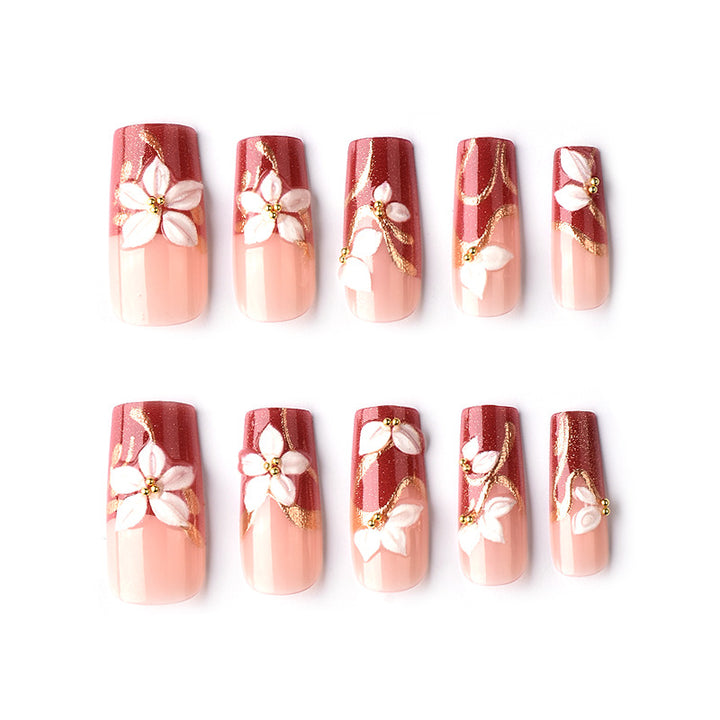 Floral Decorative Press-On Nail Art Set