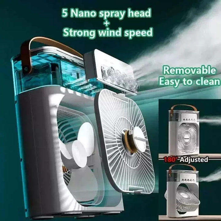Unisex one size portable USB humidifying desk fan with ambient LED mood light and multi-stage air circulation Kalsten
