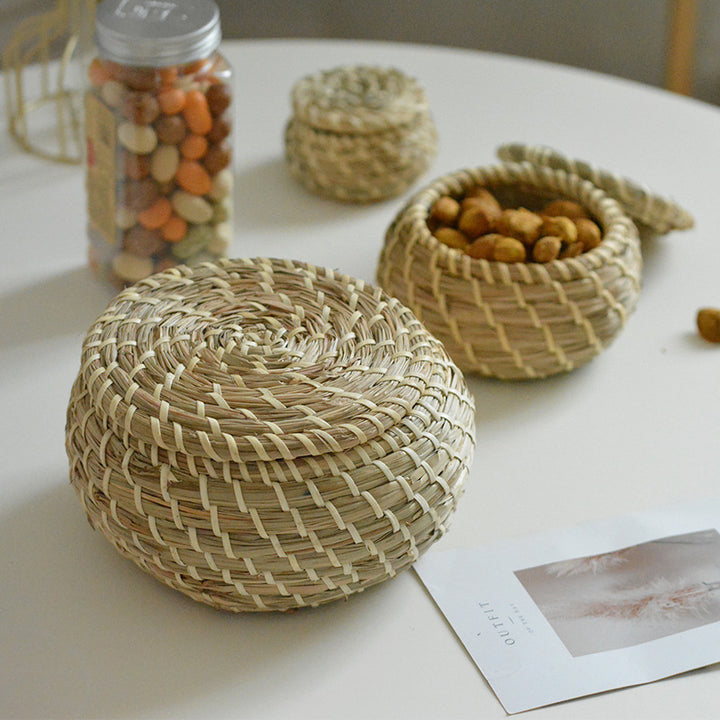 Handcrafted storage basket set made of natural rattan Kalsten