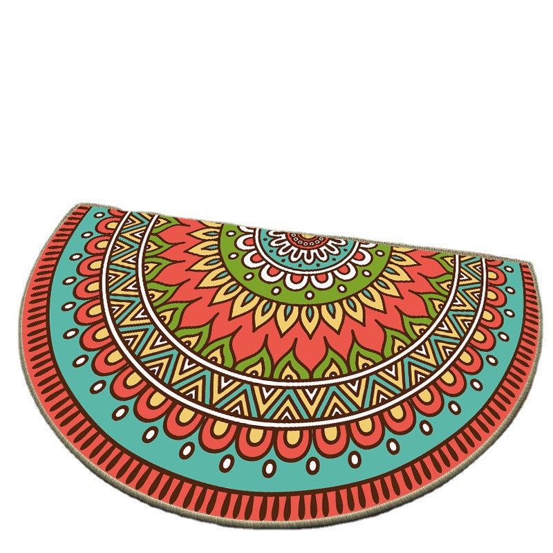 Elegant Round Floral Design Indoor Mat Kalsten