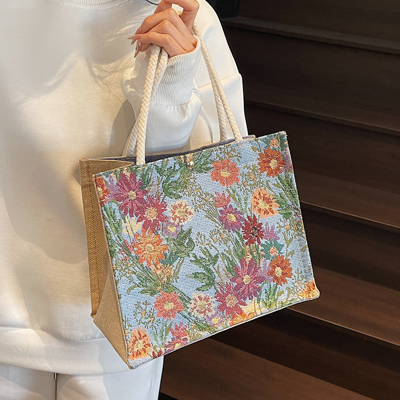 Floral Embroidered Canvas Tote Bag  1790616925