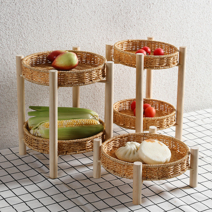 Handwoven Decorative Tabletop Basket with Wooden Legs Kalsten