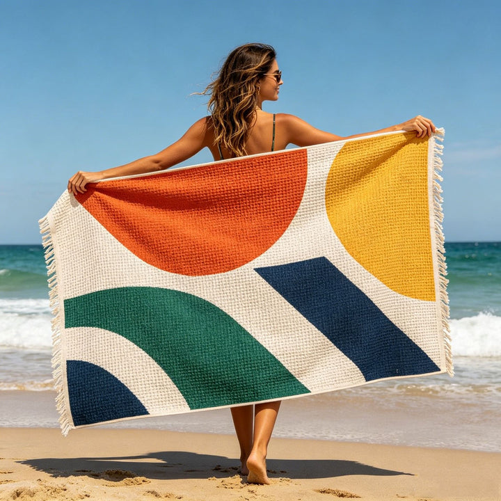 Exotic beach blanket with magnificent flower and leaf patterns Kalsten