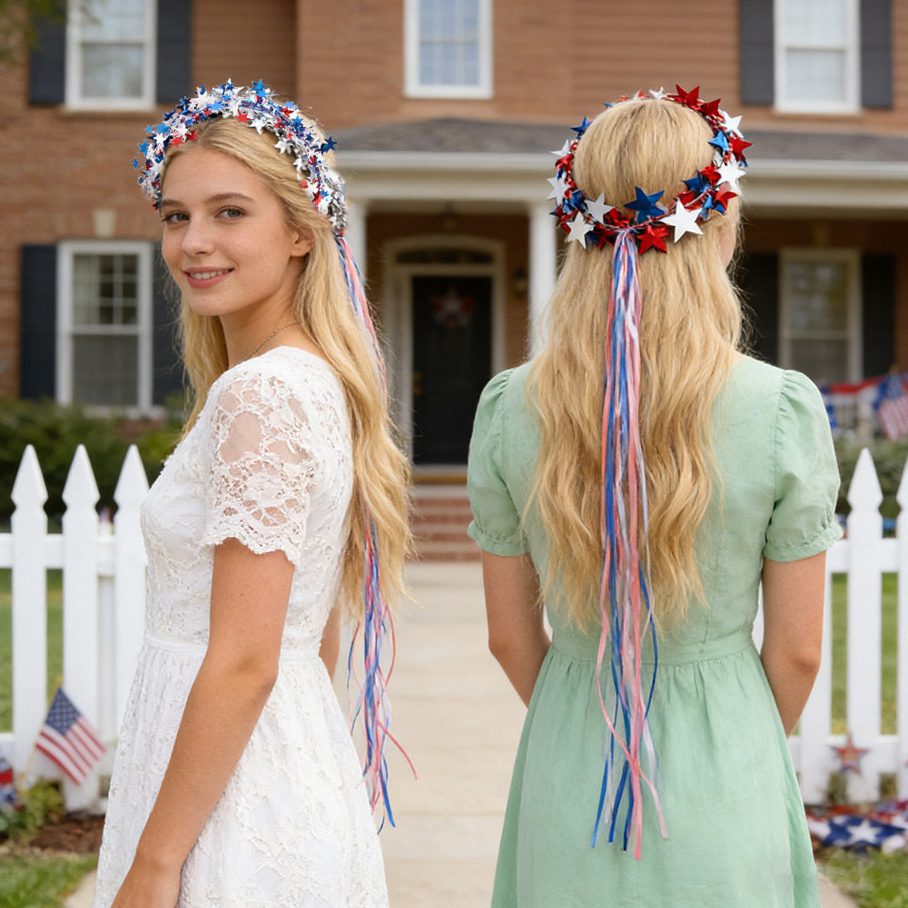 Women's nan star garland ribbon head wreath with long streamer tails Kalsten