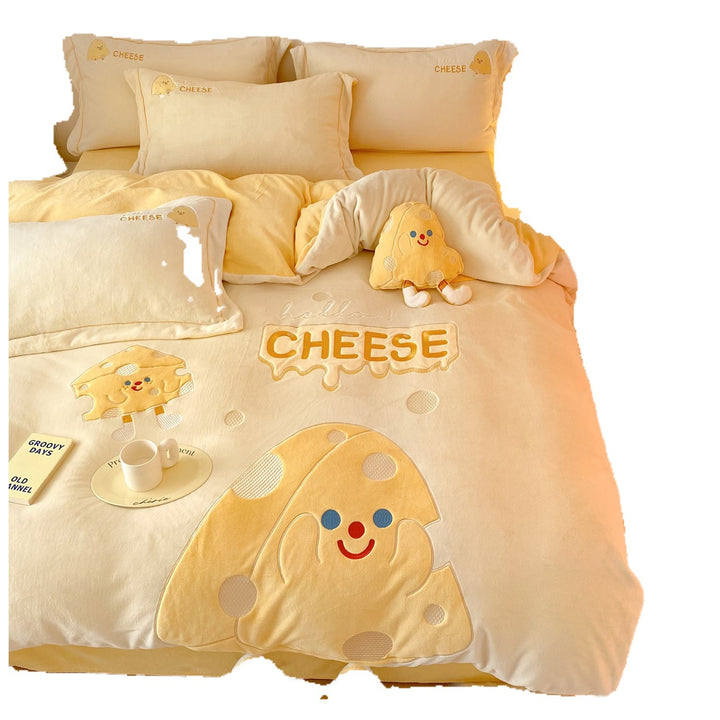 Children's bedding set with appliquéd ballerina bunny, soft microfiber and decorative pillow