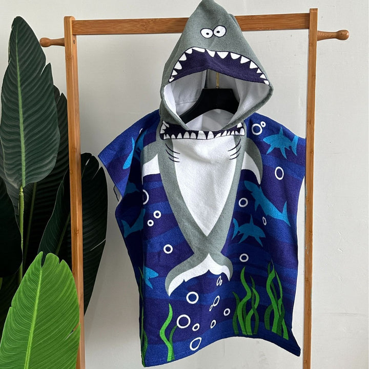 Kids' Shark-Themed Hooded Towel Poncho Kalsten
