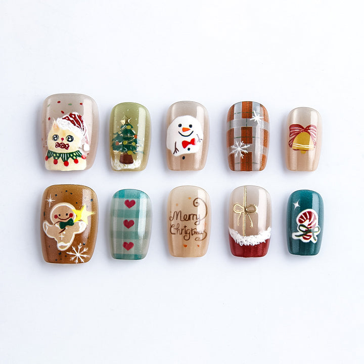 Christmas-Themed Press-On Nail Art Set Kalsten
