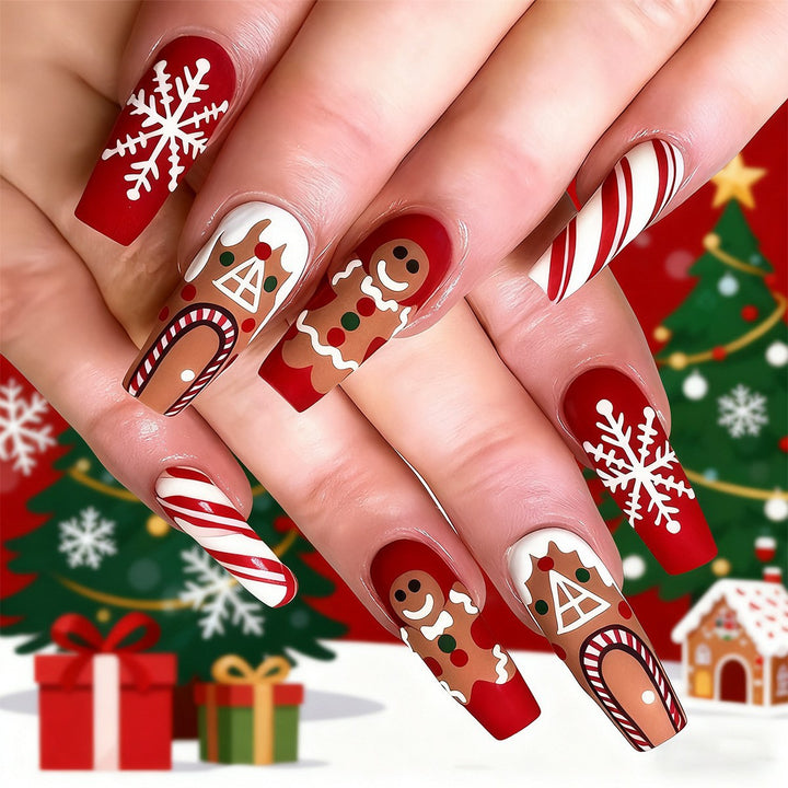 Artificial nail set with festive Christmas design and creative motifs Kalsten