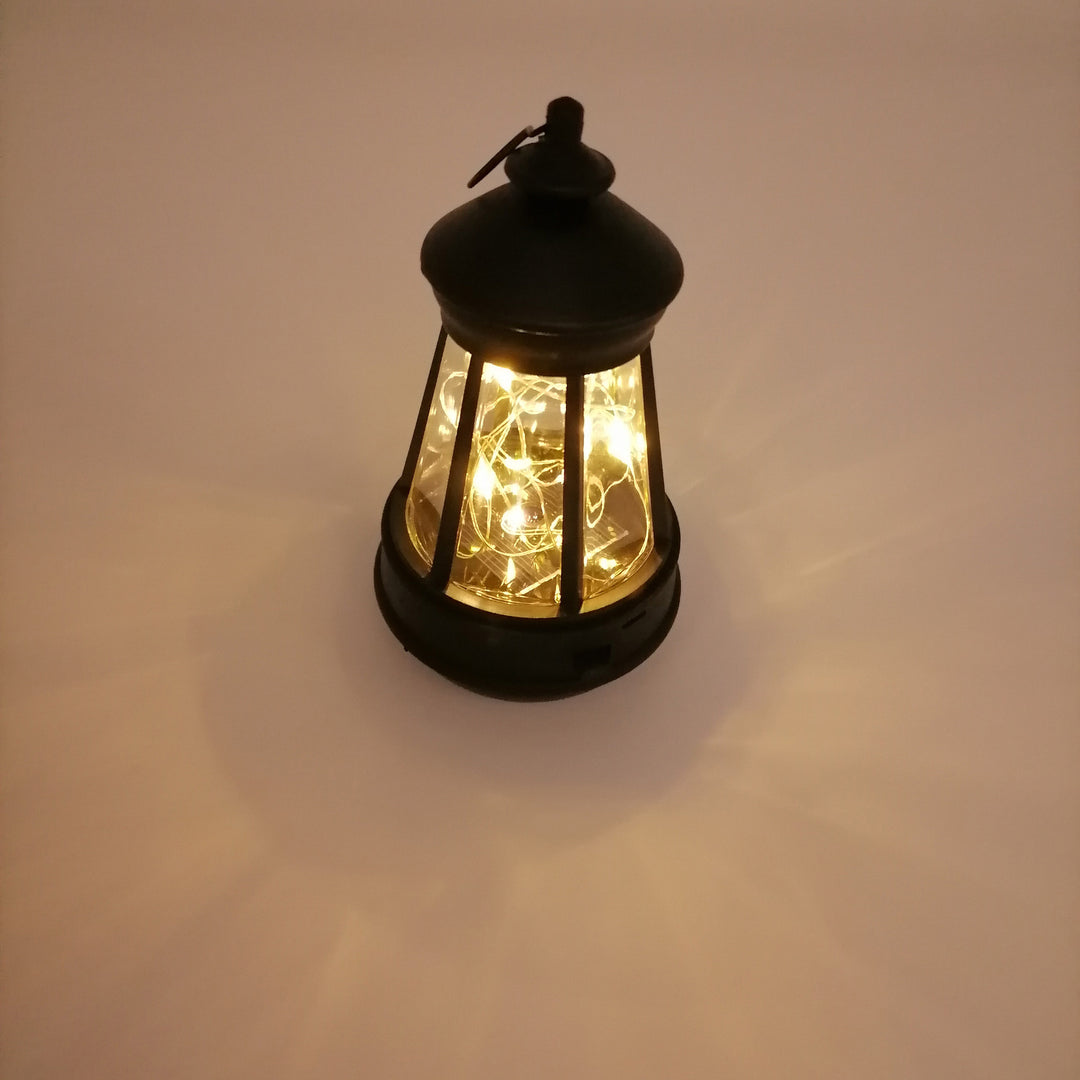 Vintage Metal Tabletop Lantern With Warm LED Fairy String Rechargeable USB Port And Portable Hanging Handle Kalsten