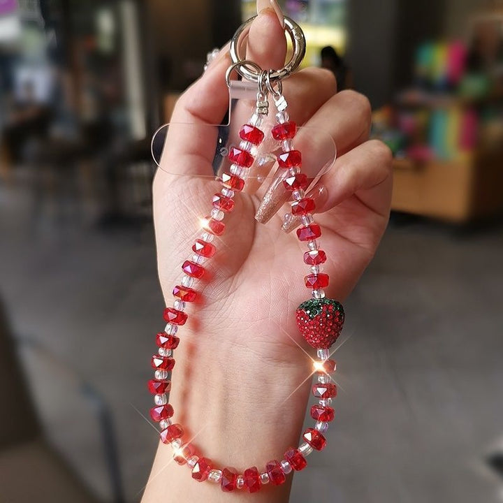 Strawberry-Themed Beaded Charm Keychain Kalsten