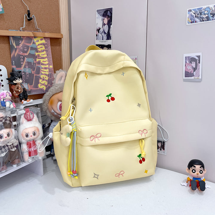 Cute Illustrated Cherry-Embellished Backpack Kalsten