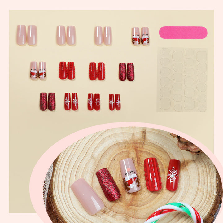 Festive Holiday-Themed Press-On Nail Art Set Kalsten