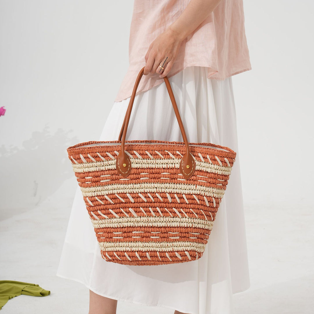 Polka Dot Rattan Handbag Kalsten