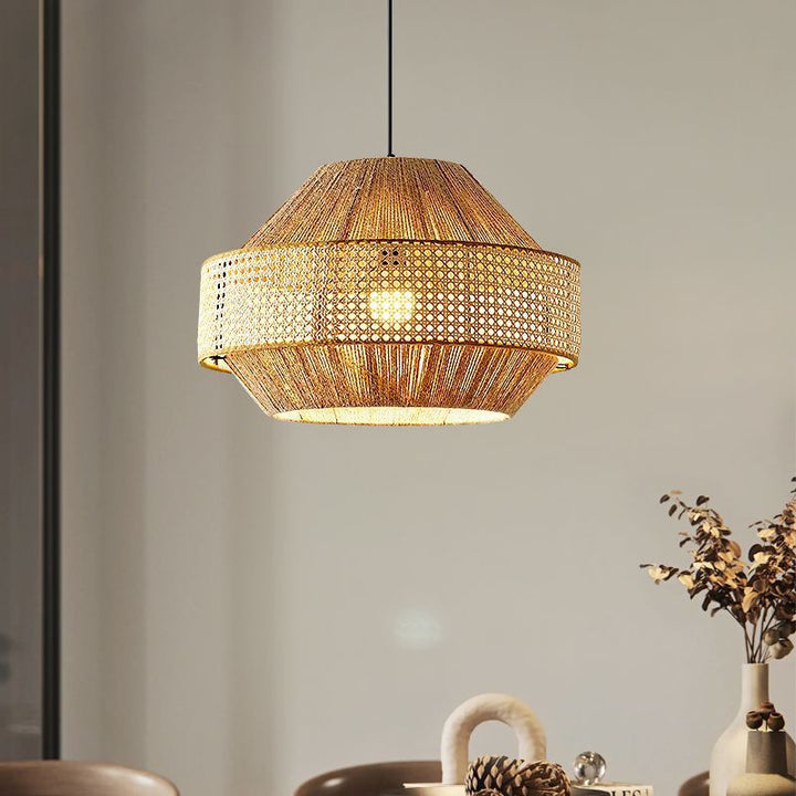 Woven Rattan Drum Pendant Light