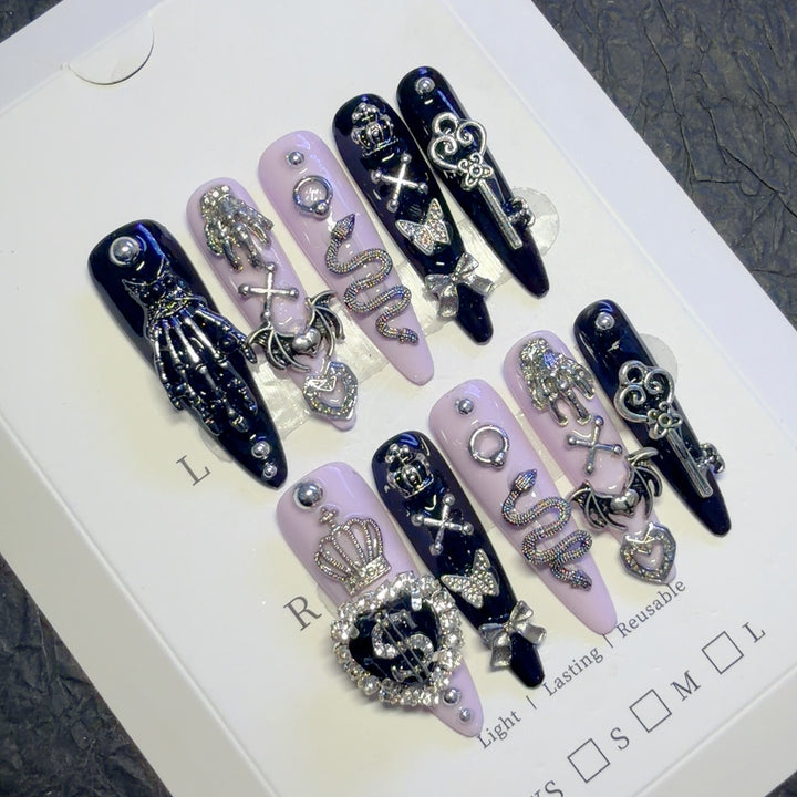 Gothic-Themed Decorative Press-On Nails