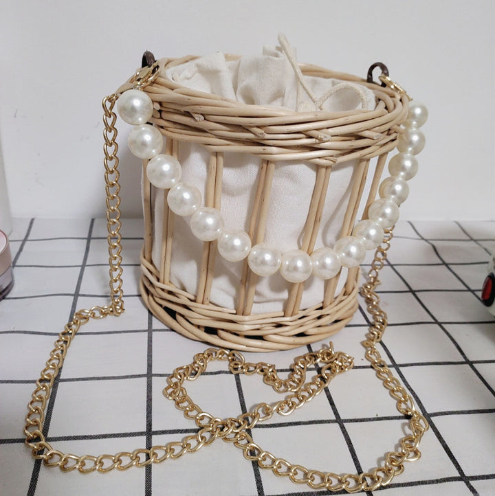 Women's basket bag with pearl jewelry closure Kalsten