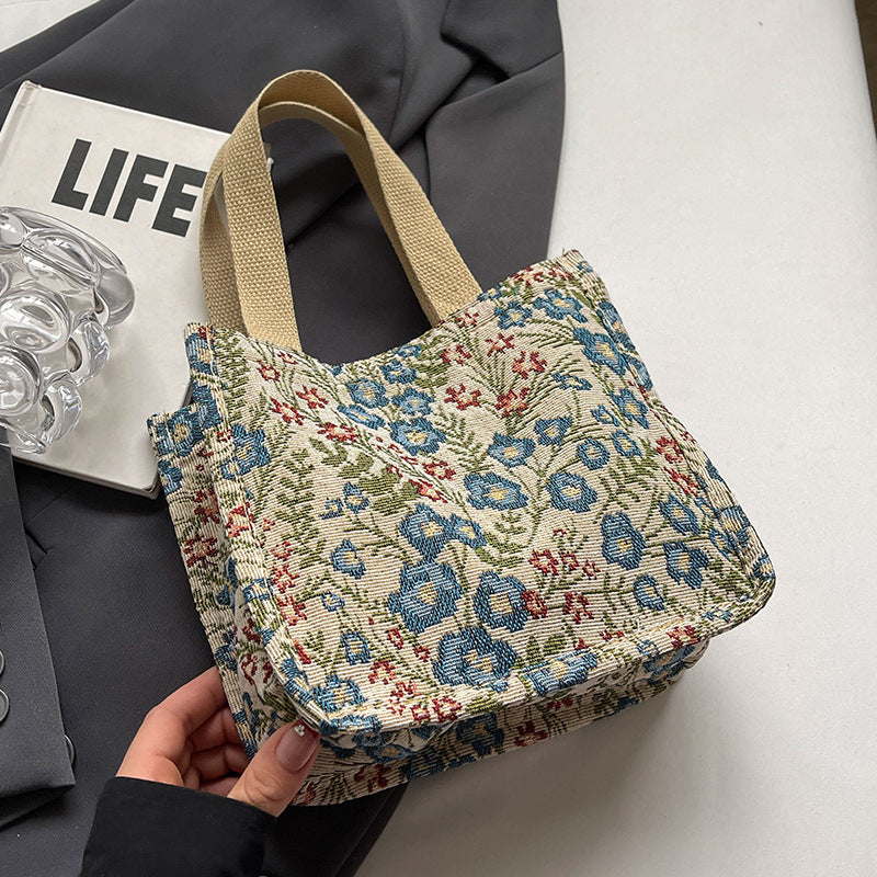 Floral Embroidered Canvas Tote Bag  1790617150