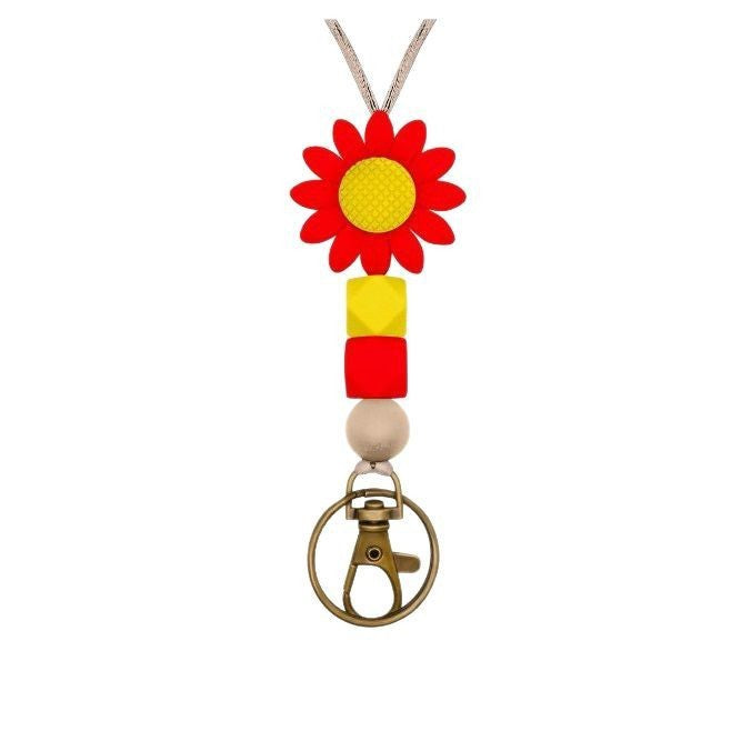 Colorful Flower-Themed Beaded Keychain Holder Kalsten