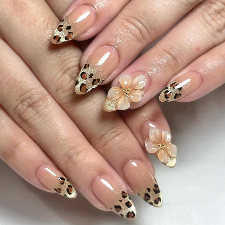 Decorative Leopard Print Stiletto Nail Extensions Kalsten